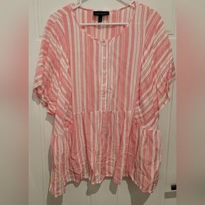 Lane Bryant (18) pink/white top (empire waist)